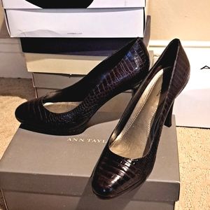 Brown crocodile print heels